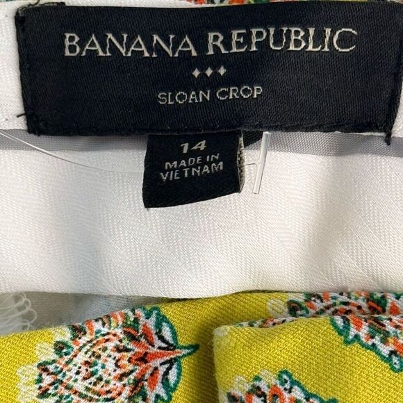Banana Republic Yellow Print Sloan Crop Pants NWT - Women’s US 14 - Picture 7 of 9
